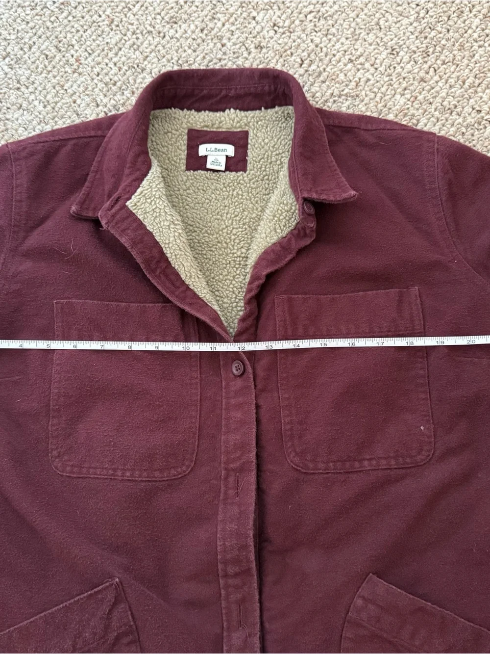 Vintage L.L. Bean Maroon Sherpa-Lined Barn Jacket - Picture 3 of 12